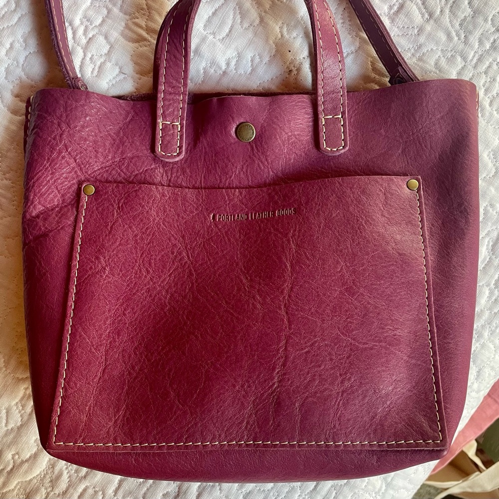 Portland Leather Mini Cross body tote Almost Perfect Classic: Mulberry color.